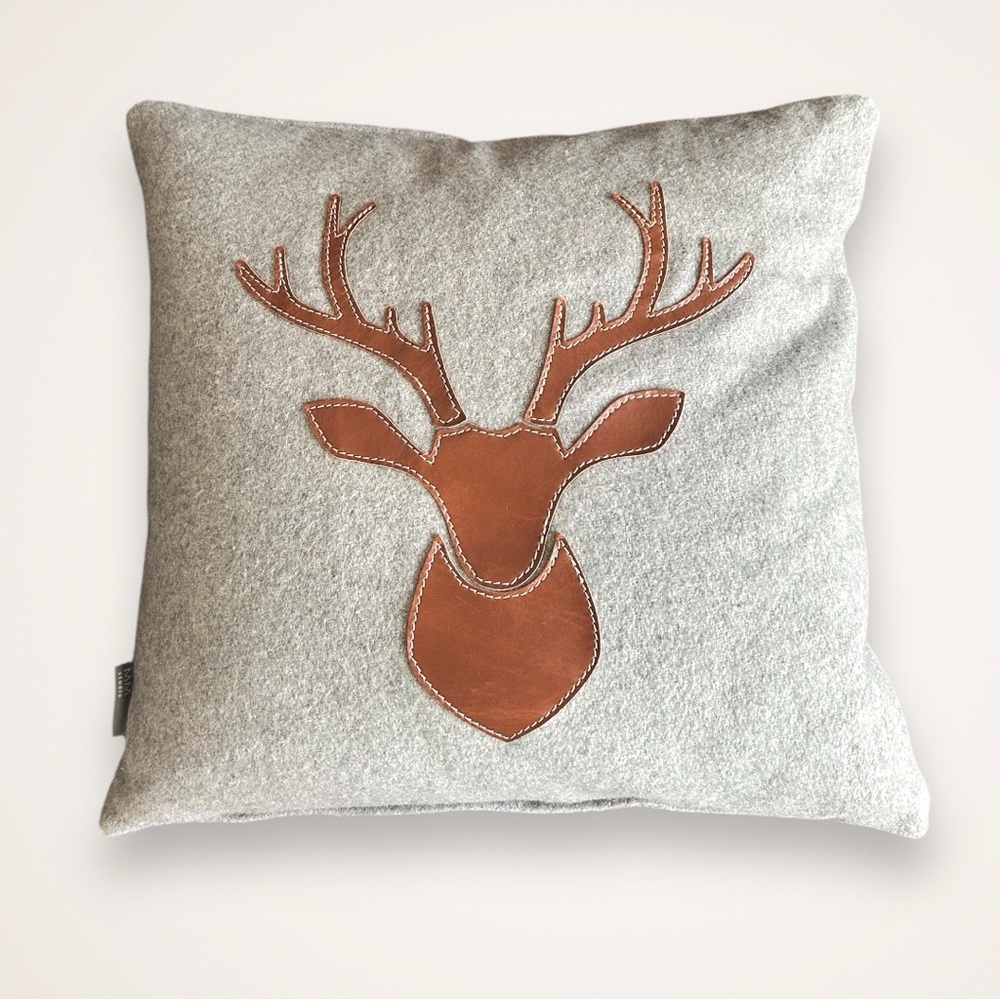 Gray and Brown Deer Accent Pillow